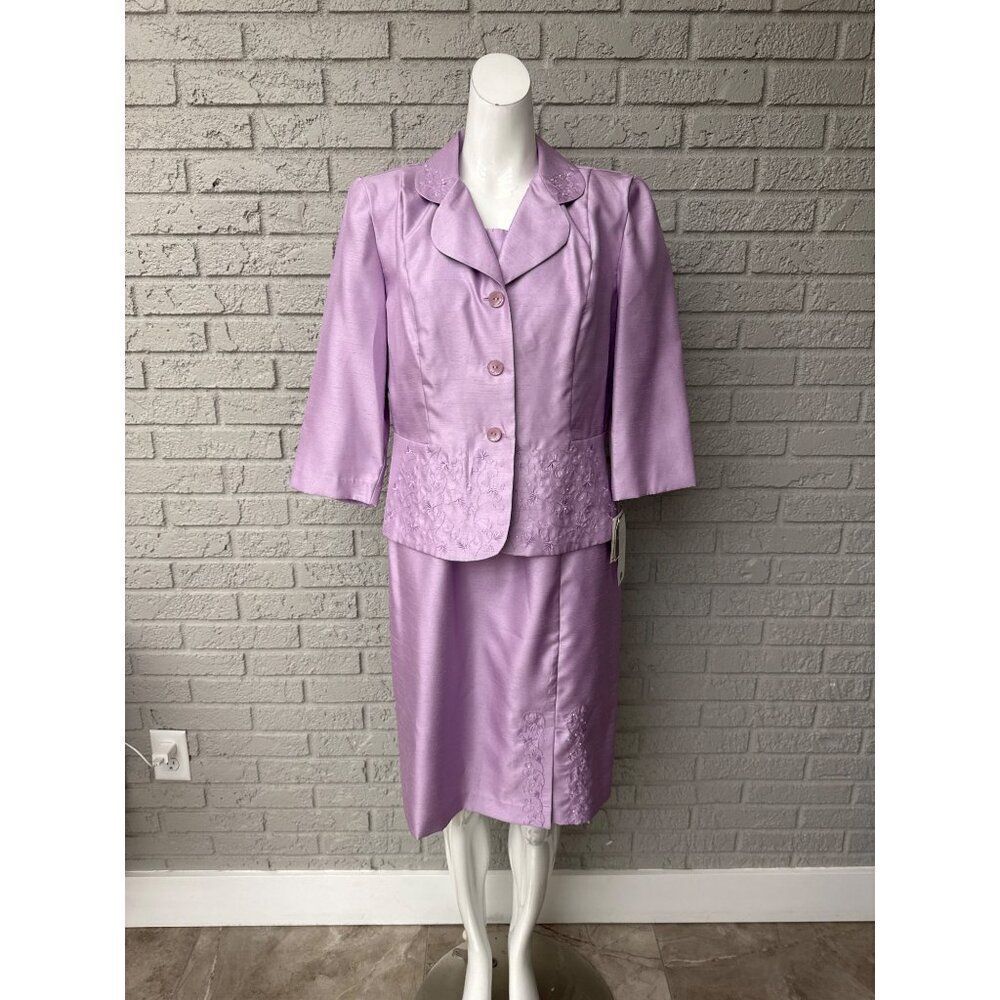 SagHarbor Women Lilac Beaded Dress & Jacket Set Size 10P